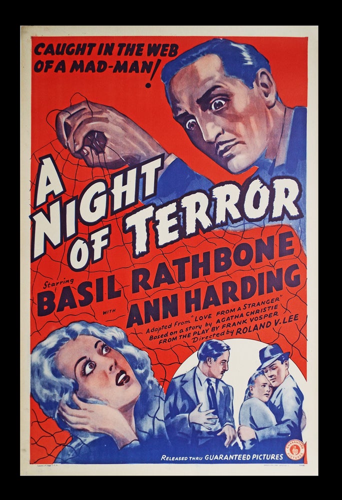 Item #1283 A Night of Terror (Original Film Poster). Agatha Christie, Story.