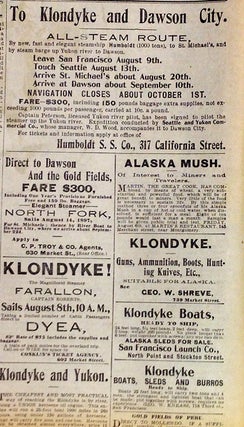 San Francisco Chronicle. Vol LXVI, No. 21, Aug. 5, 1897. (Klondike, Gold Rush, Ads)