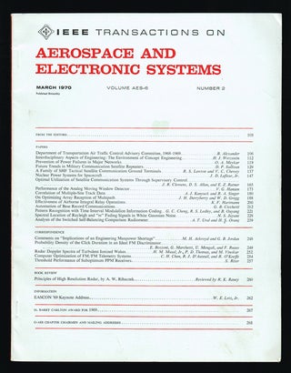 Item #1811 IEEE Transactions on Aerospace and Electronic Systems. March 1970, Vol. AES-6 - No. 2...