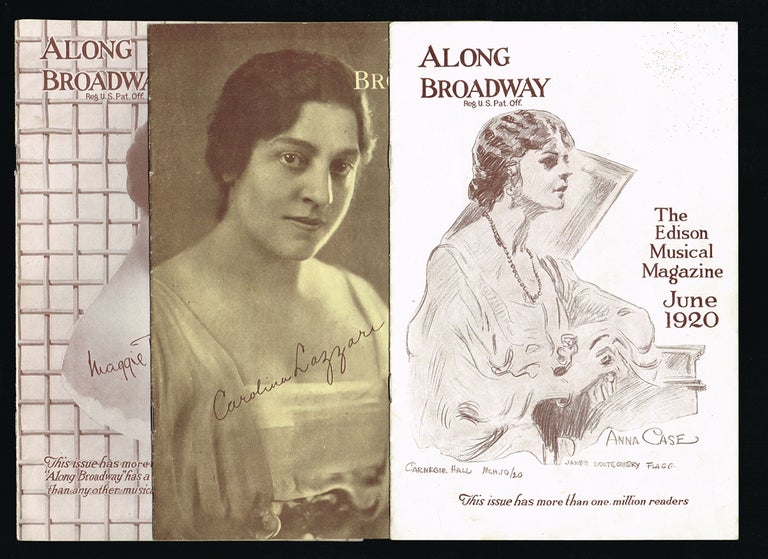 Item #1840 Along Broadway : The Edison Musical Magazine. April, May & June, 1920 (James Montgomery Flagg, Anna Case, Carnegie Hall). V. E. B. Fuller, C H. Miller, Laura Scribner.