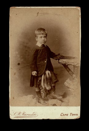 Item #1851 Circa 1890 Photo of S. African Boy in Scottish Kilt w. Horse Hair Sporran. Samuel...