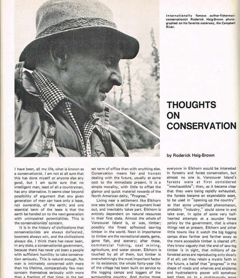 Item #2014 "Thoughts on Conservation" by Roderick Haig-Brown. Roderick Haig-Brown, Art Downs.