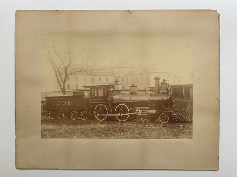 Item #2324 Large Photograph of CPR Steam Locomotive No. 306 at Montreal New Shops in 1886. W. Notman Studio, Photographer.