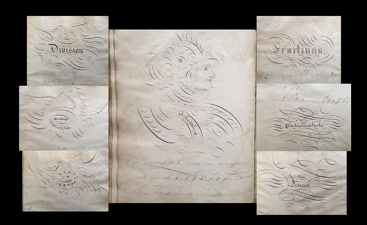 Early Math Manuscrip 19th Century Manuscript Math Exercise Book Penmanship, Historical ...