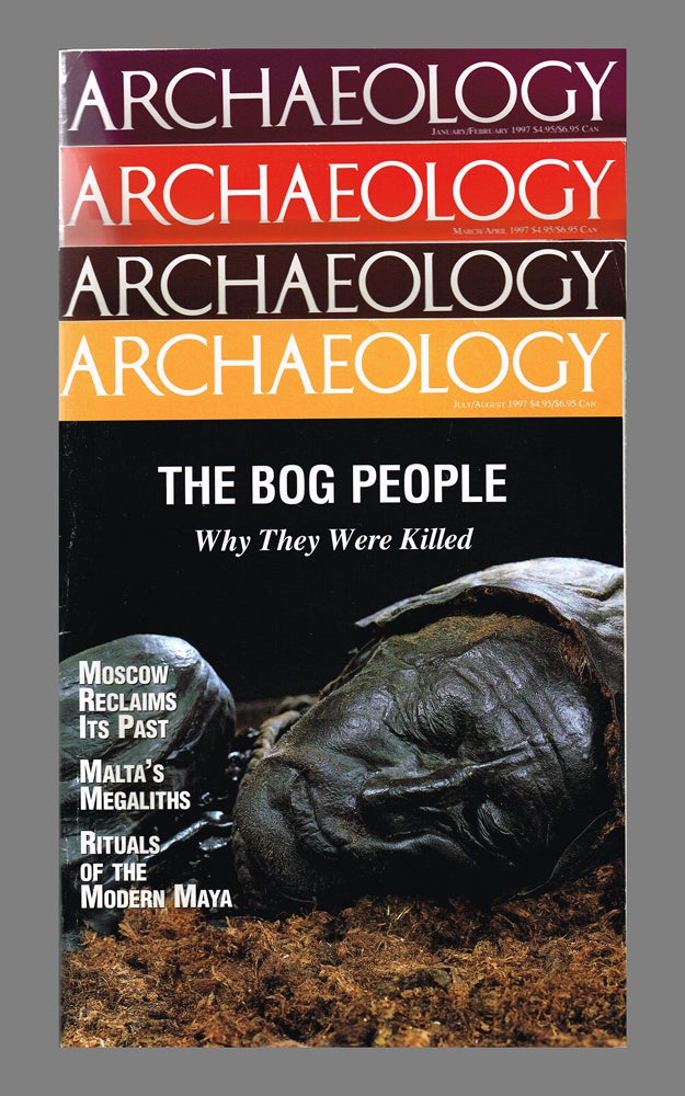 Item #2502 Archaeology Magazine. Vol 50 No 1-4 : Jan-Aug 1997 - 4 issues. Peter A. Young, -in-Chief.