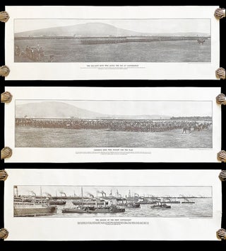 Six Panoramic Views of Canadian Troops during WW I : The Sailing of the First Contingent ; The Gallant Boys Who Saved the Day at Langemarck ; Canada's Sons Who Fought for the Flag ; Valcartier Camp - Where the Canadian Troops were Trained ; The Canadian Scottish and Home Guard of the Canadian Metropolis