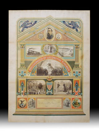 Item #2803 19th Century American Brotherhood of Locomotive Firemen Allegorical Chromolithographic...