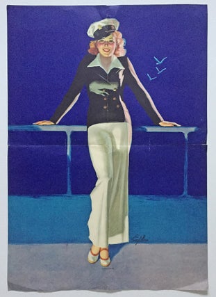 Item #2885 Lithographed Pin-Up Girl "SHIPSHAPE" Cruise Ship Poster by Earl Moran. Earl Steffa Moran