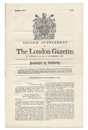 Item #2887 Second Supplement to The London Gazette. Of Tuesday, the 5th of November, 1918. No....