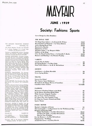Item #2912 Mayfair - Society : Fashions : Sports. Vol. 13 No. 6 June, 1939. J. Herbert Hodgins,...