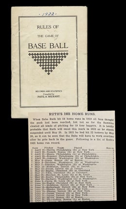 Item #3053 [Babe Ruth] Rules of the Game of Base Ball : 1922. Paul A. Rickart