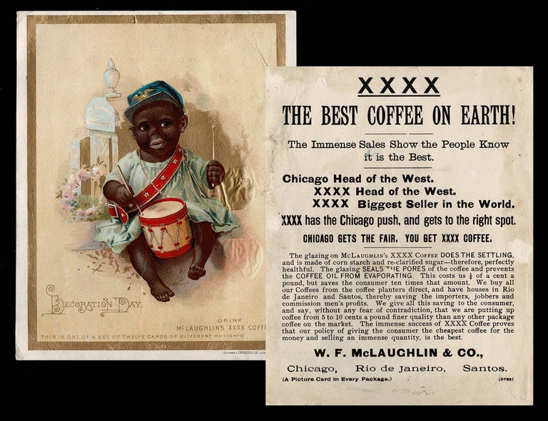 Item #3092 1893 "Decoration Day" Trade Card (Memorial Day, Black Americana). McLaughlins XXXX Coffee.