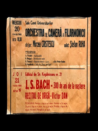 Item #3108 Romanian Letterpress Concert Broadside. Anon
