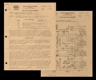 Item #3150 United Motors Service Inc. Auto Radio Service Bulletin for Model 4037 (1933 Chevrolet...