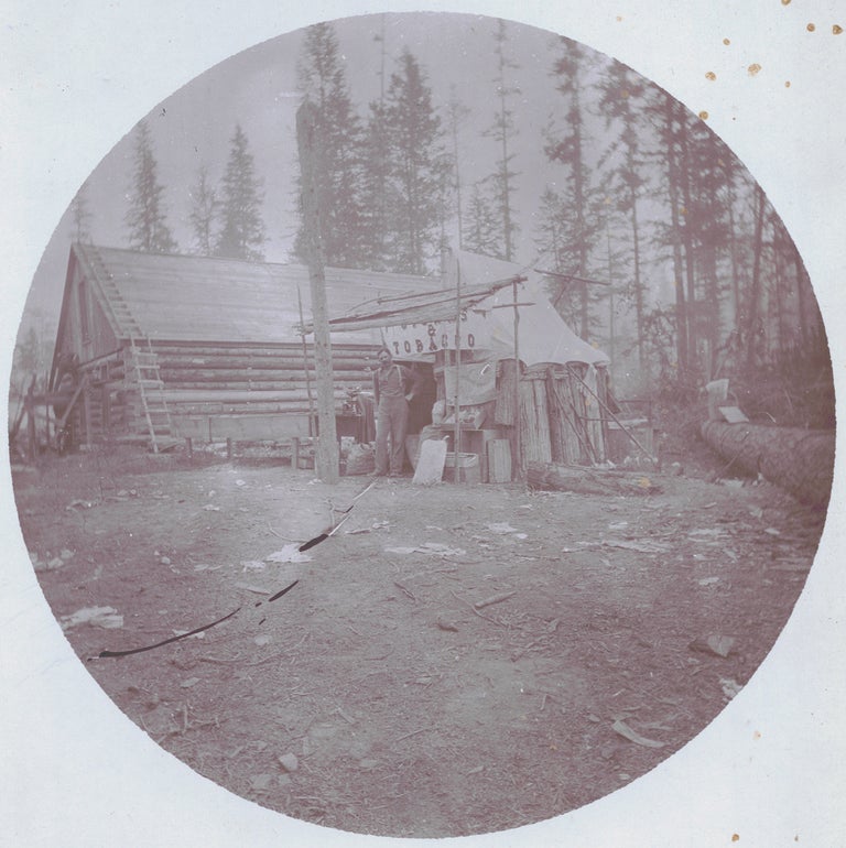 Item #3340 c. 1890 Cabinet Card Photograph of North Dakota Frontier Tobacco Trading Post. C. C. Hibbs, Photographer.