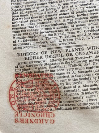 [Botany, Fox Talbot Calotype, Shakespeare Society] The Gardeners' Chronicle : A Stamped Newspaper of Rural Economy and General News. Nos. 1-26 January 2, 1841 - June 26, 1841