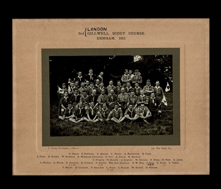 Item #3474 [Gilwell Park, Boy Scouts] 2nd London Gillwell Scout Course. Denham, 1923. J. Irving Farringdon, Photographer.