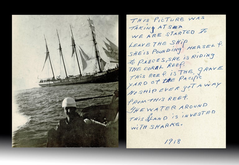 Item #3539 Shipwreck & Survivor Photos of the 4-Masted Barquentine "St. James" at Pitcairn Island. Unknown Photographer.