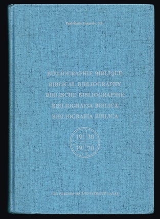 Item #378 Biblical Bibliography : 1930-1970. S. J. Langevin, Paul-Emile
