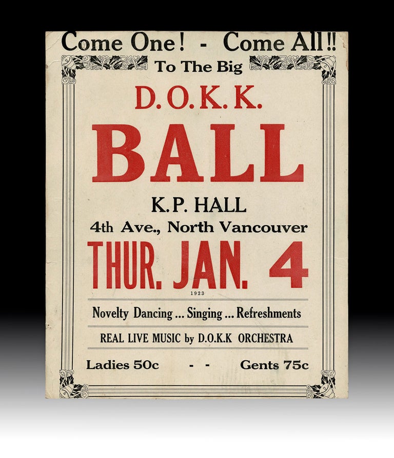 Item #3812 [Fraternal Order] Broadside for the D.O.K.K. Ball, North Vancouver, BC. Dramatic Order of the Knights of Khorassan.