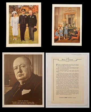 Item #3831 ["Man of Destiny"] Three Photos of Winston Churchill & the Royal Family c. 1940's....
