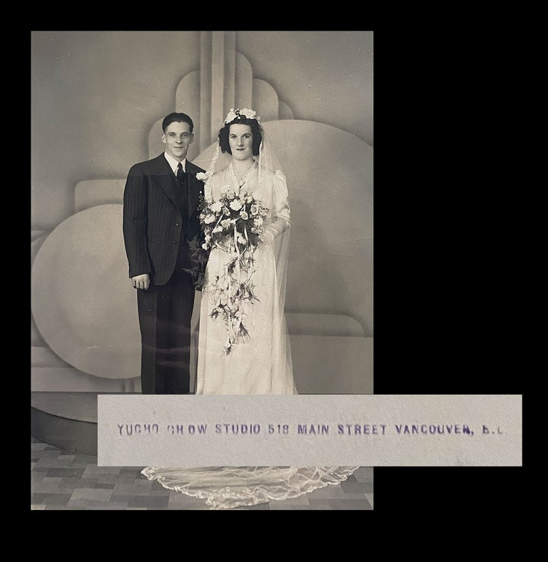 Item #3859 [Chinese Canadian Photographer] Art Deco Wedding Photo of Couple in Vancouver Studio. Yucho CHOW, Photographer.