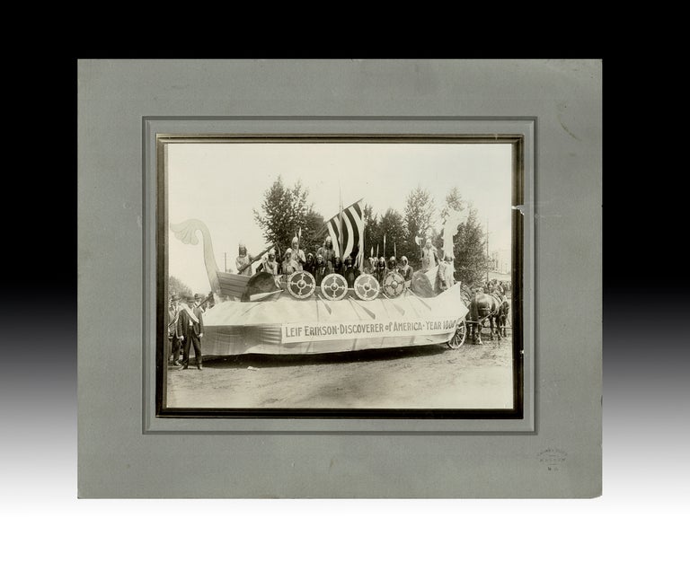 Item #3874 [Kootenay] c. 1900 Parade Photograph of Horse-Drawn Leif Erikson Viking Float in Nelson, BC. Columbia Studio.