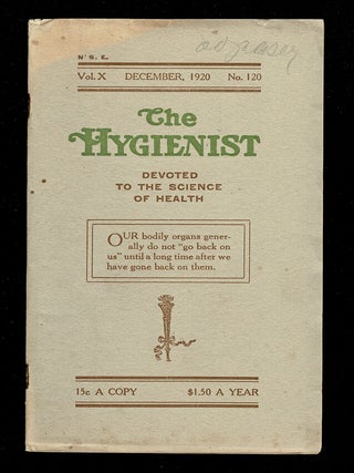 Item #3888 The Hygienist : Devoted to the Science of Health. Dec. 1920. R. R Daniels