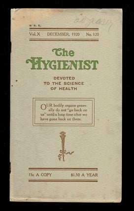 Item #3888 The Hygienist : Devoted to the Science of Health. Dec. 1920. R. R. Daniels