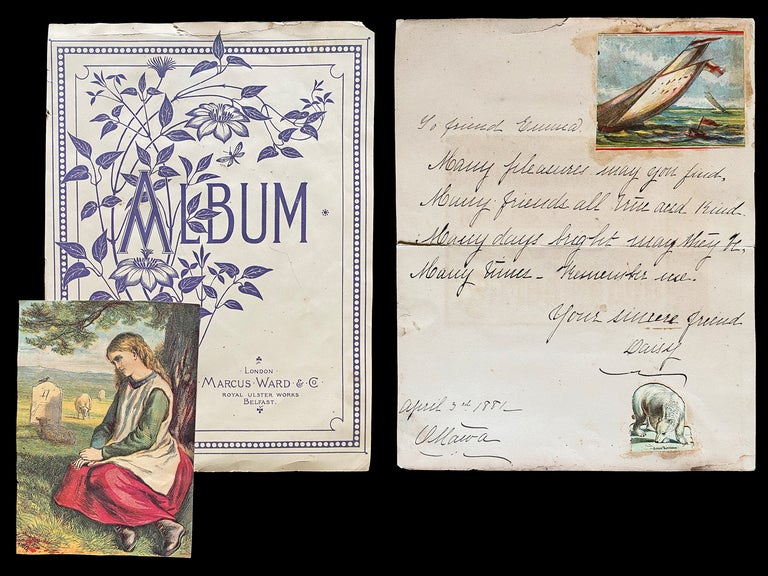 Item #3891 A Canadian Girl's 1880's Scrapbook of Poems, Sentiments and Chromolithograph Prints. Miss Emma Hews.