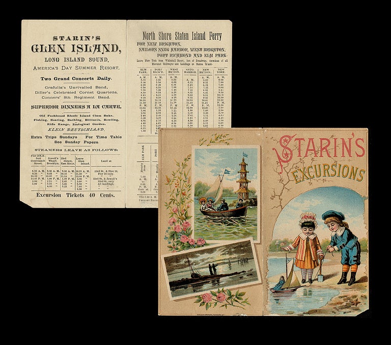 Item #3939 [1880's New York Theme Park Schedule] Starin's Glen Island, Long Island Sound. John H. Starin, Starin's Glen Island.
