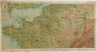 Bartholomew's Contour Motoring Map of France and Portions of Adjoining Countries Showing all the Principle Roads