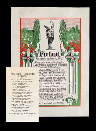 Item #3968 [In Flanders Fields] Veteran's Mendicant Palm Card * together with * McCrea Reply Poem...