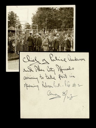 Item #3988 1923 Photograph of Vancouver Police Chief Anderson on Opening Day at Robson Park in...