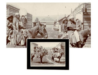 Item #4075 [Kootenay Indigenous Photo] Ktunaxa Women on Horseback w. Children & Cradleboards....