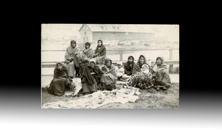 Item #4093 [Tlingit] c. 1900 Photograph of Indigenous Women & Children Selling Their Crafts on...