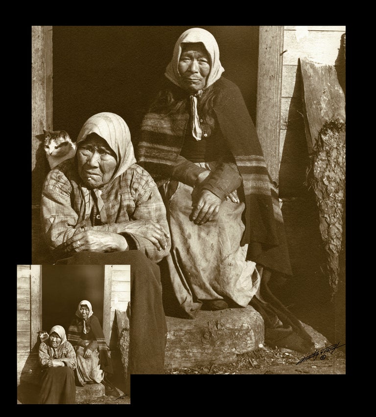 Item #4101 Photograph of Two Tlingit Women in Fort Wrangle, Alaska. Winter, Pond, Photographer.