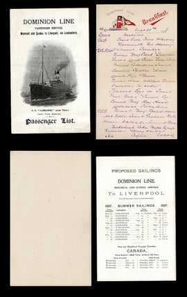 [RMS Labrador, Dominion Steamship] 1897 Entertainment Programme in Aid of the Seamen's Orphanage, Dinner Menu & Passenger List