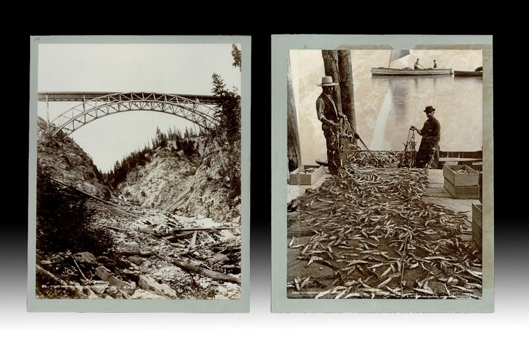 Item #4116 [Black Canadiana] Two 19th c. Photographs - 7,500 Oolacchans in Catch & Stoney Creek Bridge, Selkirks. William H. Boorne, Stephen J. Thompson.
