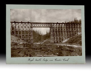 Item #4124 [CPR] 1880's Photograph of Railway Trestle Bridge over Cedar Creek in Selkirk Range,...