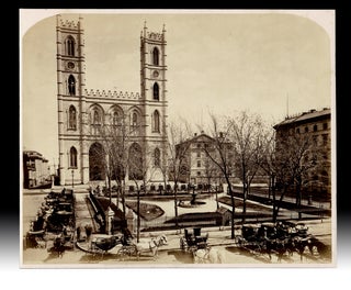 Item #4126 19th Century Photograph of Notre Dame Church on Place d'Armes, Montreal, Quebec....