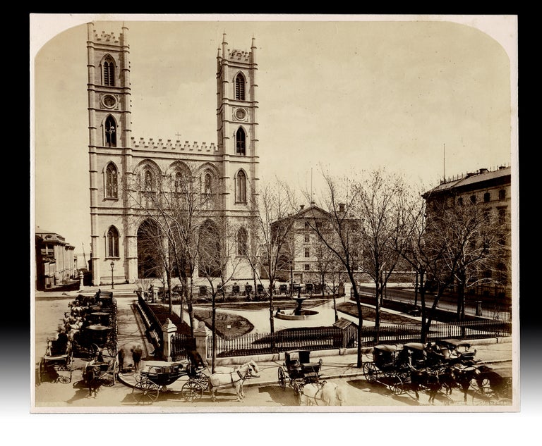 Item #4126 19th Century Photograph of Notre Dame Church on Place d'Armes, Montreal, Quebec. Notman Studio.
