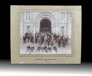 Item #4148 [Rattenbury] Photograph of 1898 Legislative Assembly and Premier on Stairs of New...