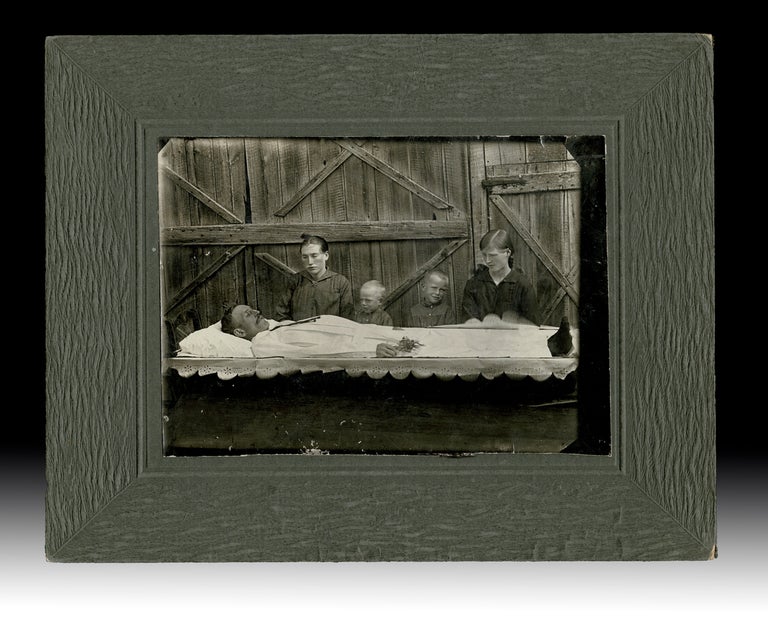 Item #4154 [Post-Mortem] A Rural Family's Barn Mourning Photograph. Unknown Photographer.