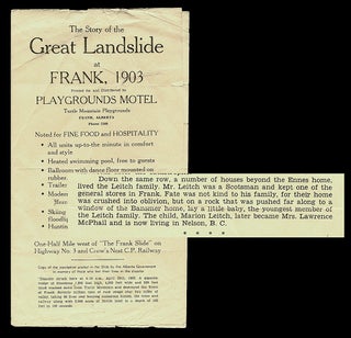 Item #4199 The Great Landslide at Frank, Alberta 1903 - Advertising Pamphlet from the Playgrounds...