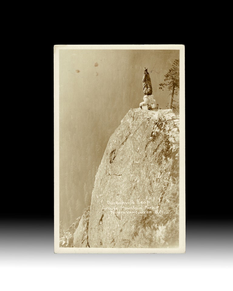 Item #4237 1920s Photo of Cliffside Handstand on Daredevil's Leap at Grouse Mountain Park in North Vancouver, B.C. John "T. W." Wardlaw, Jack.