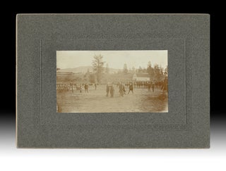 Item #4243 c. 1916 Photo of Troop Inspection at Polson Park in Vernon, BC with Price Ellison Barn...