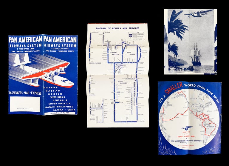 Item #4287 [Pictorial Maps] 1936 "Flying Clipper Ship" Flight Schedule for Pan American Airways. Pan American Airways System.