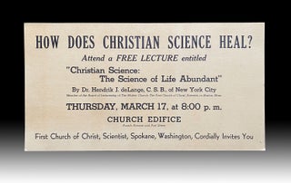Item #4310 1949 Show Card : How Does Christian Science Heal? The Science of Life Abundant....