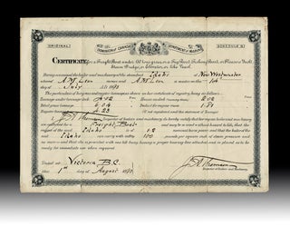 Item #4344 [New Westminster] Original 1896 Steam Boat Boiler Inspection Certificate for Freight...
